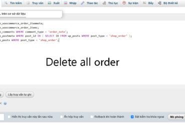 xóa tất cả đơn hàng wordpress